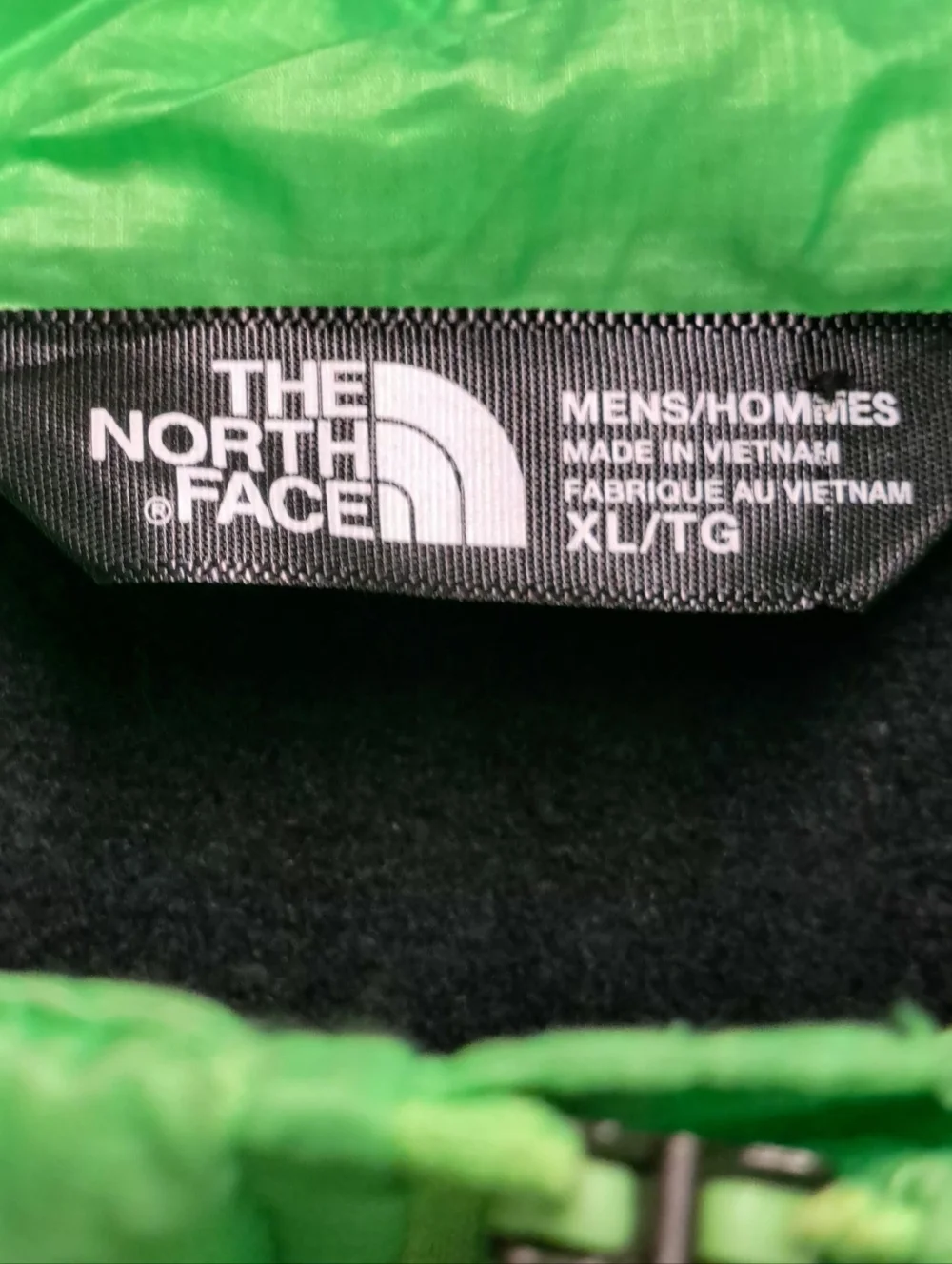 The North Face Neon Green Quilted Puffer Jacket with Charcoal Sleeves